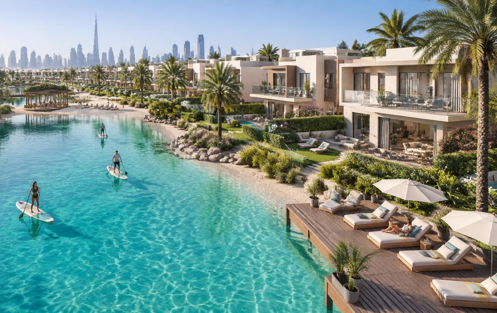 Resort-style lagoon and townhouses at DAMAC Islands 2